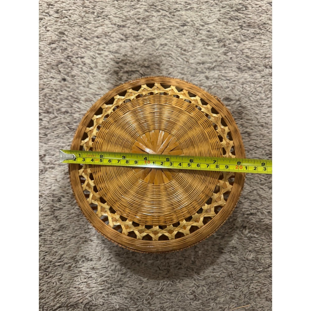 Vintage Woven‎ Lidded Basket – Boho Storage Décor - Picture 7 of 8